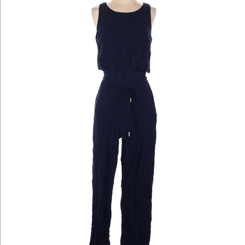 New with Tags Three Dots Navy Blue Sleeveless Drawstring Jumpsuit Size XS